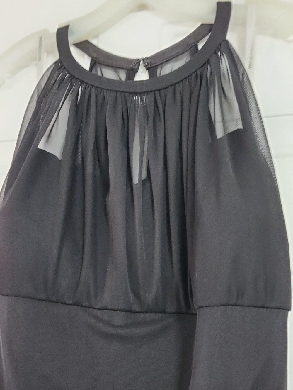 David's Bridal Black Halter Neck Beaded Gown - Picture 2 of 12